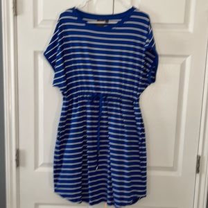 Comfortable dress, blue with white stripes